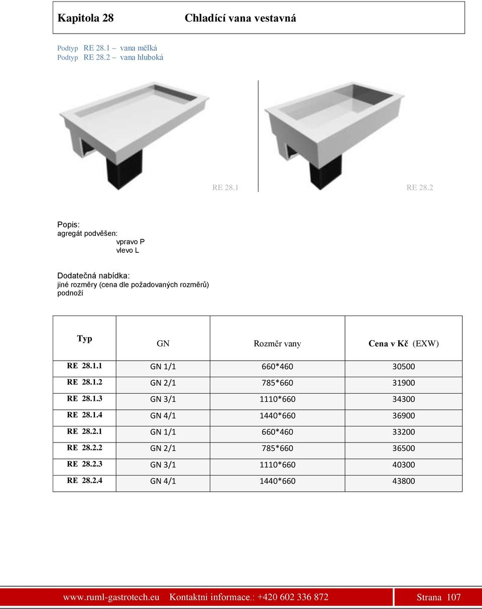 1 GN 1/1 660*460 30500 RЕ 28.1.2 GN 2/1 785*660 31900 RЕ 28.1.3 GN 3/1 1110*660 34300 RЕ 28.1.4 GN 4/1 1440*660 36900 RЕ 28.2.1 GN 1/1 660*460 33200 RЕ 28.