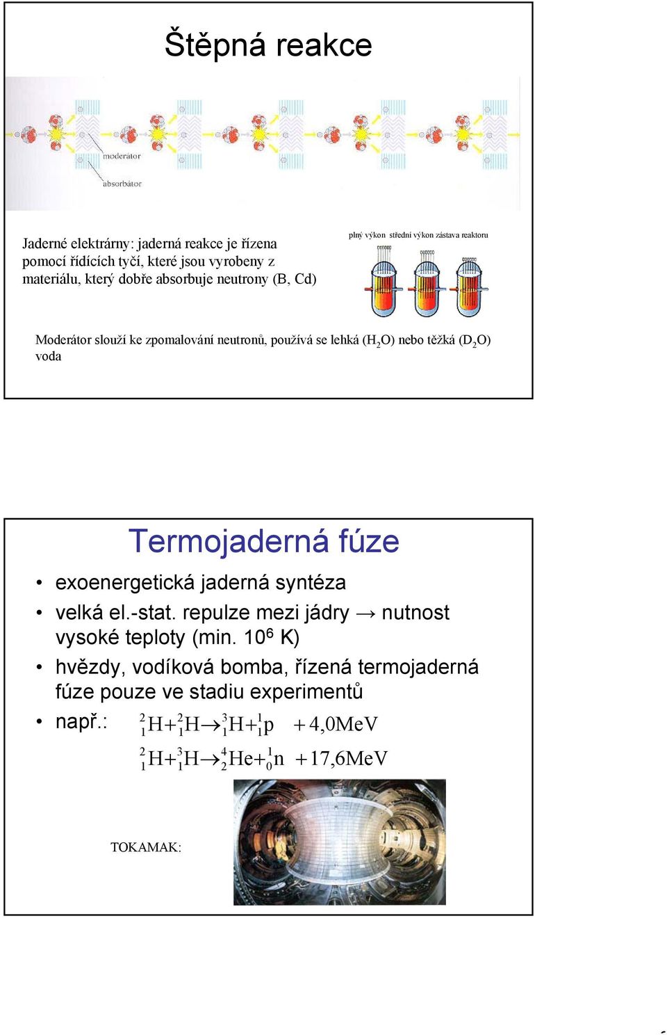 O) nebo těžká (D O) vod Termojderná fúze eoenergetická jderná syntéz velká el.-stt.