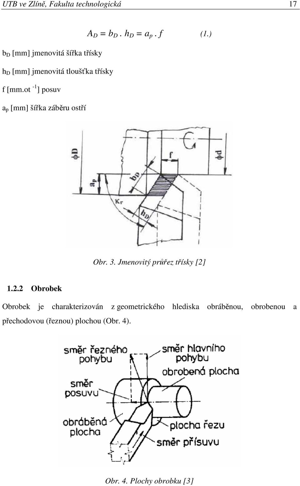 ) Obr. 3. Jmenovitý průřez třísky [2]