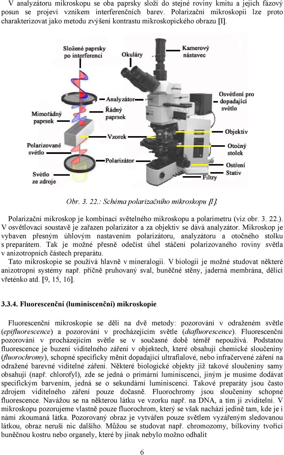 Polarizační mikroskop je kombinací světelného mikroskopu a polarimetru (viz obr. 3. 22.). V osvětlovací soustavě je zařazen polarizátor a za objektiv se dává analyzátor.