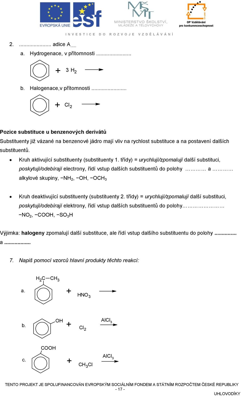 Kruh aktivující substituenty (substituenty 1.