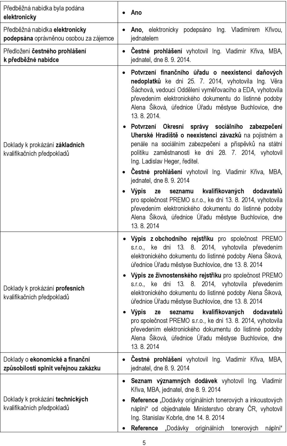 Věra Šáchová, vedoucí Oddělení vyměřovacího a EDA, vyhotovila Alena Šiková, úřednice Úřadu městyse Buchlovice, dne 13. 8. 2014.