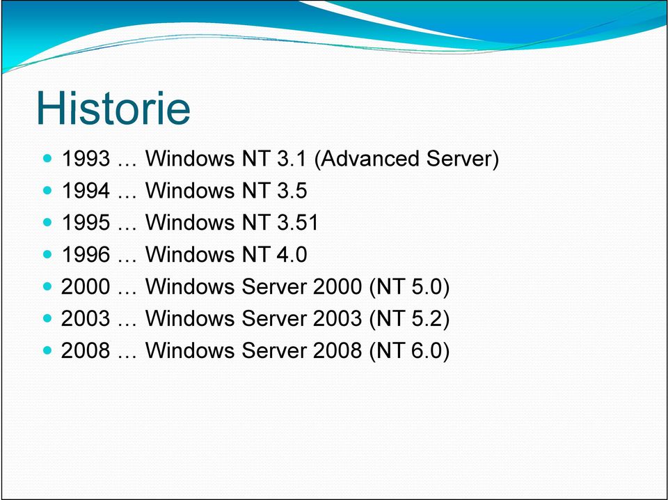 5 1995 Windows NT 3.51 1996 Windows NT 4.