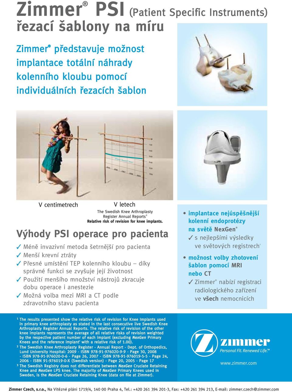 00 V centimetrech V letech The Swedish Knee Arthroplasty Register Annual Reports 2 Relative risk of revision for knee implants.