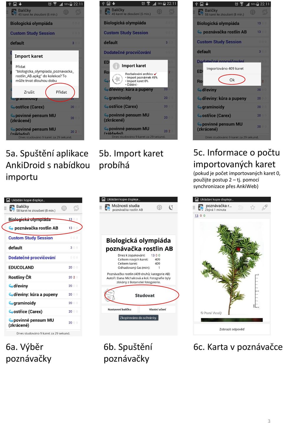 Informace o počtu importovaných karet (pokud je počet importovaných