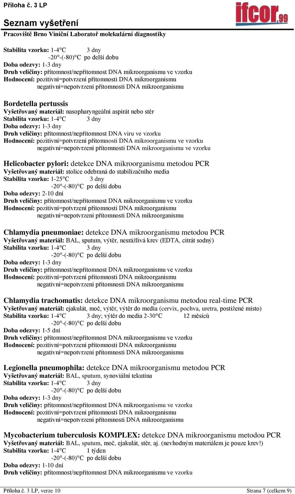 citrát sodný) Chlamydia trachomatis: detekce DNA mikroorganismu metodou real-time PCR Vyšetřovaný materiál: ejakulát, moč, výtěr, výtěr do media (cervix, pochva, uretra, postižené místo) ; výtěr do