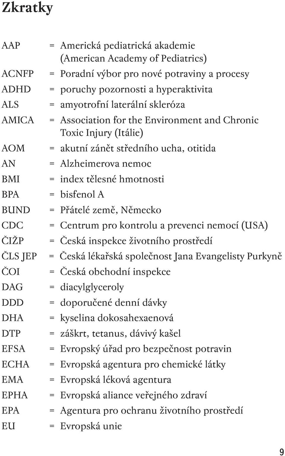 otitida = Alzheimerova nemoc = index tělesné hmotnosti = bisfenol A = Přátelé země, Německo = Centrum pro kontrolu a prevenci nemocí (USA) = Česká inspekce životního prostředí = Česká lékařská