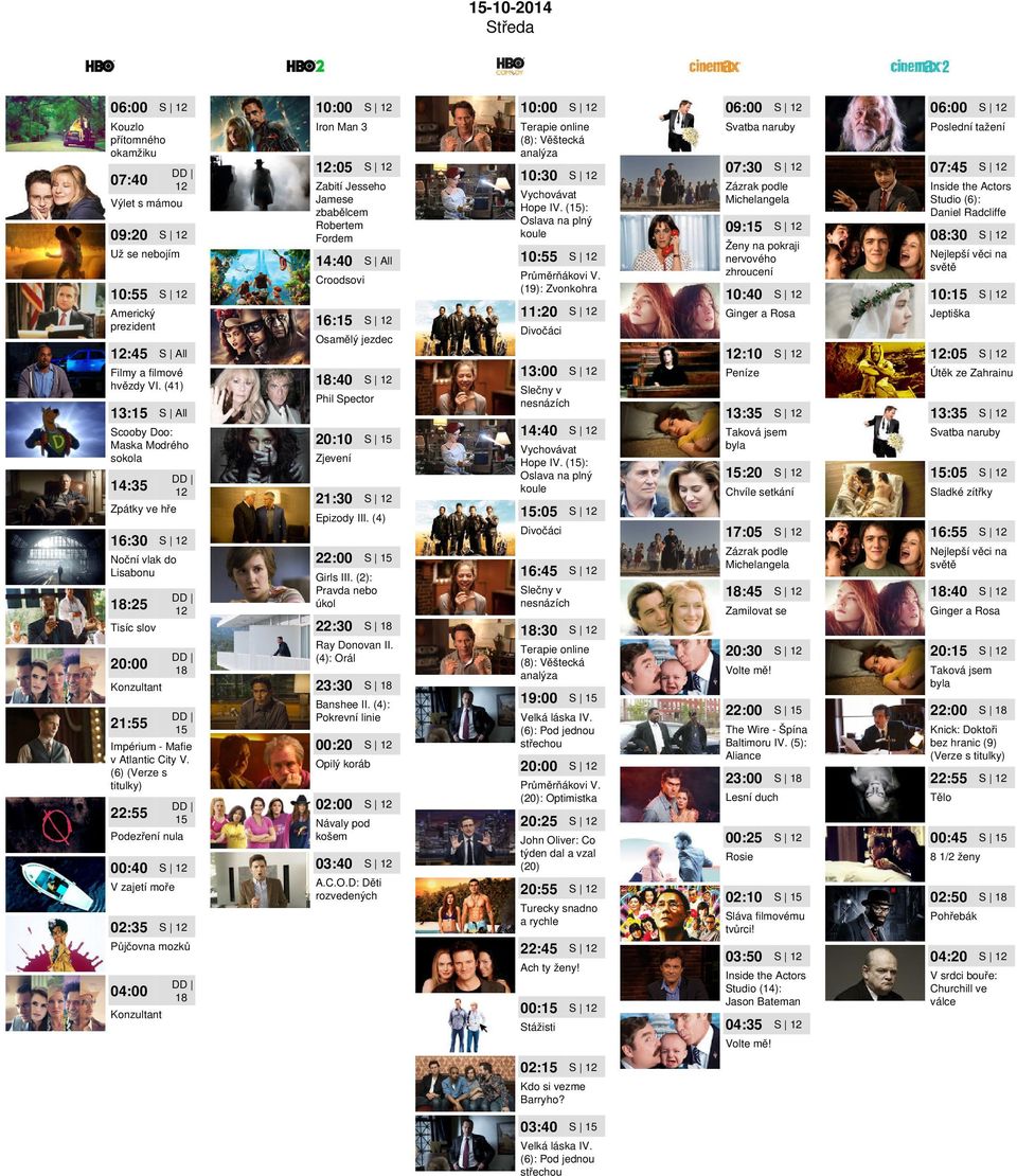 (): Oslava na plný koule (19): Zvonkohra 11:20 22:30 Tisíc slov 21:55 (6) (Verze s titulky) Ray Donovan II. (4): Orál 23:30 Konzultant Banshee II.