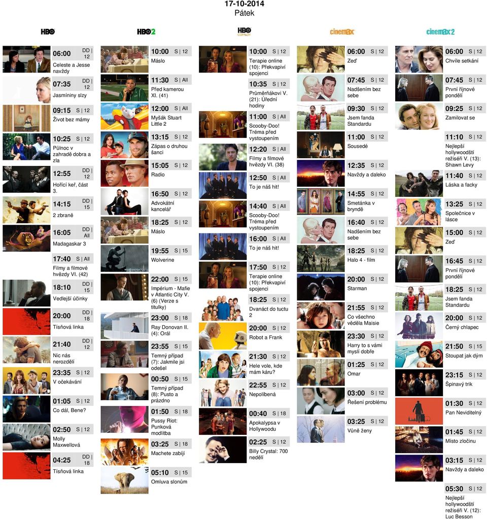 Tréma před vystoupením Máslo 16:00 To je náš hit! Wolverine (6) (Verze s titulky) Ray Donovan II. (4): Orál 23:55 Dvanáct do tuctu 2 09:25 21:30 Zamilovat se 11:00 11:10 režiséři V.
