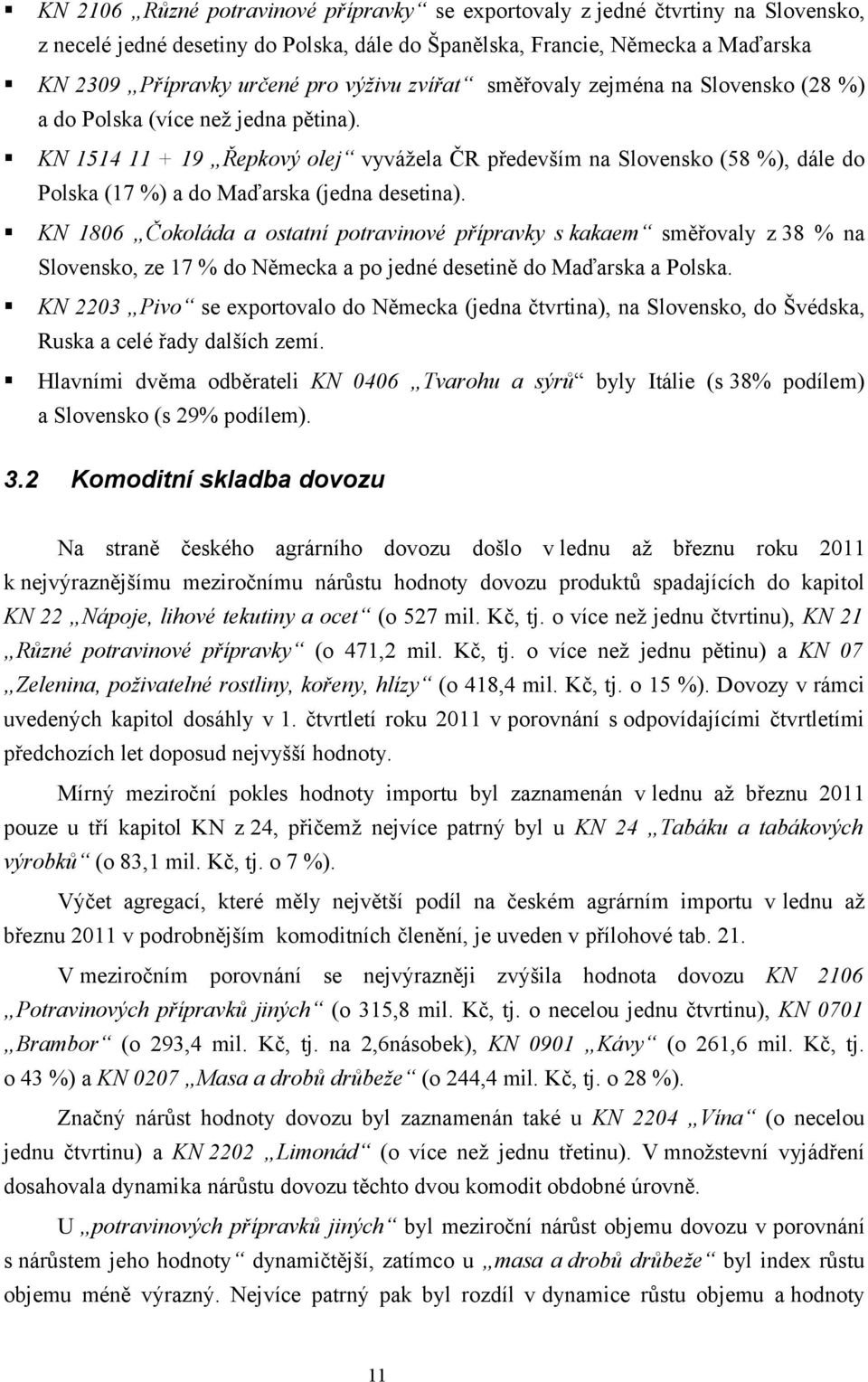 KN 1514 11 + 19 Řepkový olej vyvážela ČR především na Slovensko (58 %), dále do Polska (17 %) a do Maďarska (jedna desetina).