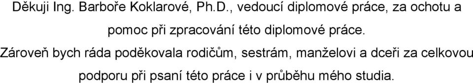Zároveň bych ráda poděkovala rodičům, sestrám, manželovi a