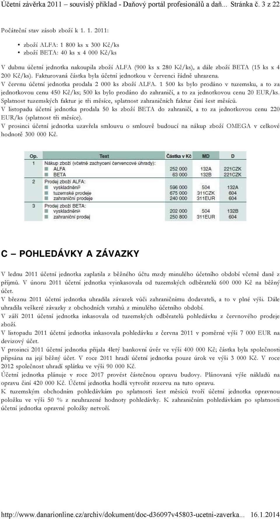 Fakturovaná částka byla účetní jednotkou v červenci řádně uhrazena. V červnu účetní jednotka prodala 2 000 ks zboží ALFA.