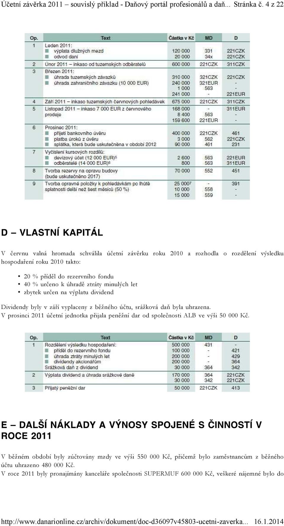 úhradě ztráty minulých let zbytek určen na výplatu dividend Dividendy byly v září vyplaceny z běžného účtu, srážková daň byla uhrazena.