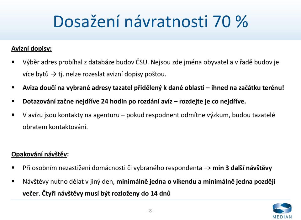 Dotazování začne nejdříve 24 hodin po rozdání avíz rozdejte je co nejdříve.