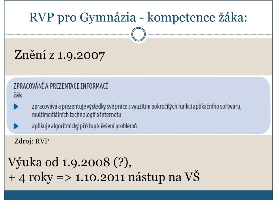 2007 Zdroj: RVP Výuka od 1.9.