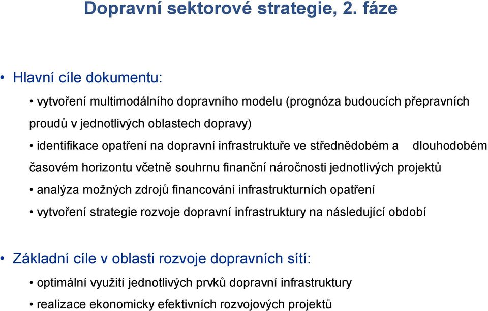 opatření na dopravní infrastruktuře ve střednědobém a dlouhodobém časovém horizontu včetně souhrnu finanční náročnosti jednotlivých projektů analýza možných