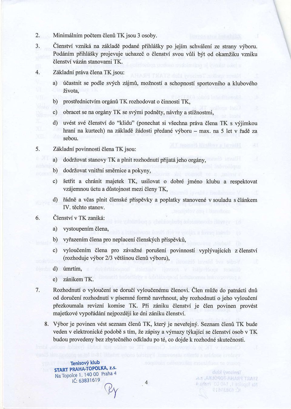 Z6lladni prriva dlena TK jsou: a) tiastnit se podle srjch z6jmri, moinosd a schopnosti sporlovniho a klubovdho Zivota, b) pro$fednictvfm organi TK rozhodovat o dinnosti TK, c) obmcet se na org6ny TK