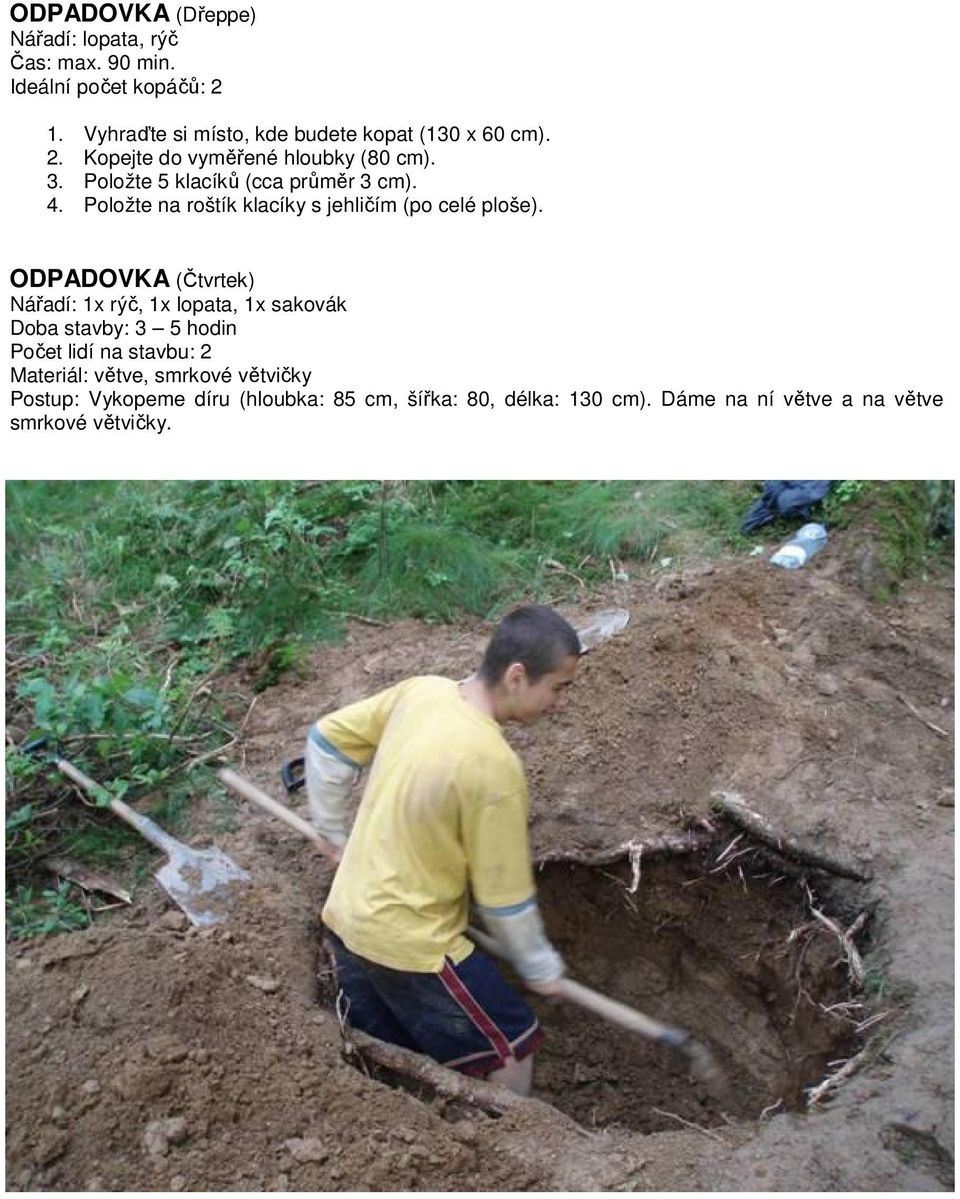 4. Položte na roštík klacíky s jehličím (po celé ploše).