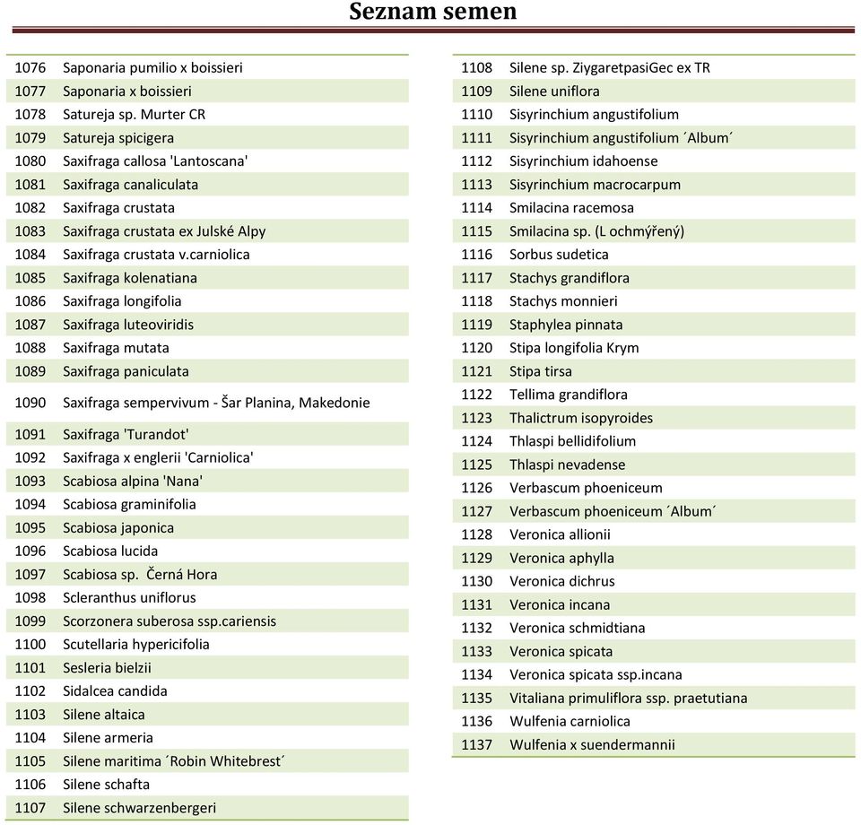 carniolica 1085 Saxifraga kolenatiana 1086 Saxifraga longifolia 1087 Saxifraga luteoviridis 1088 Saxifraga mutata 1089 Saxifraga paniculata 1090 Saxifraga sempervivum - Šar Planina, Makedonie 1091