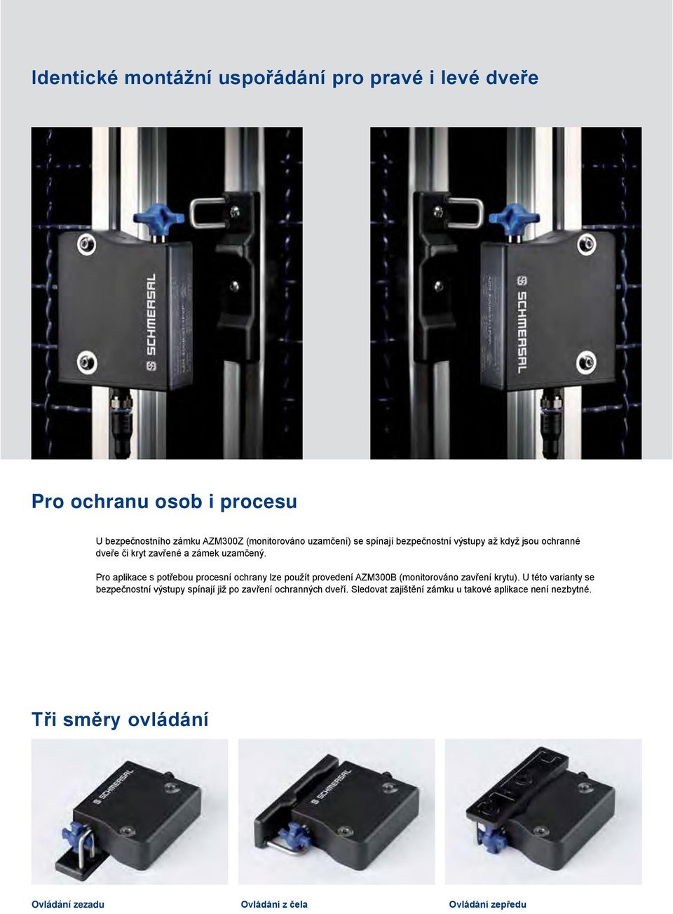 Pro aplikace s potřebou procesní ochrany lze použít provedení AZM300B (monitorováno zavření krytu).