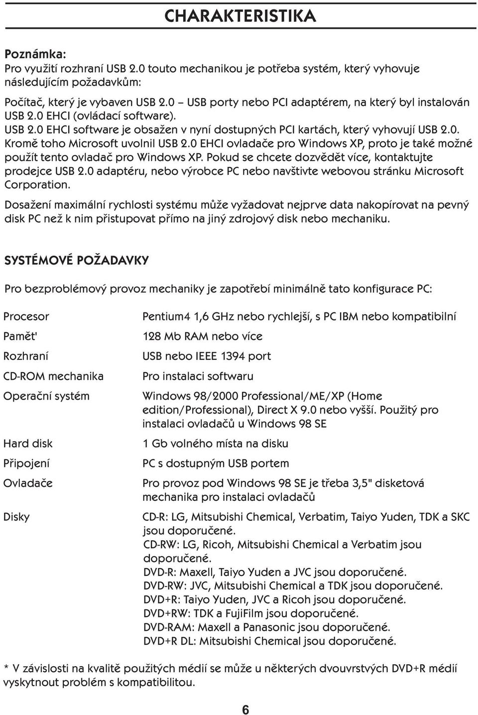 0 EHCI ovladače pro Windows XP, proto je také možné použít tento ovladač pro Windows XP. Pokud se chcete dozvědět více, kontaktujte prodejce USB 2.