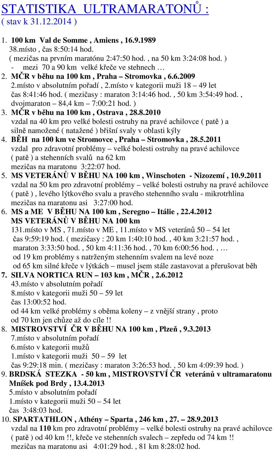 ( mezičasy : maraton 3:14:46 hod., 50 km 3:54:49 hod., dvojmaraton 84