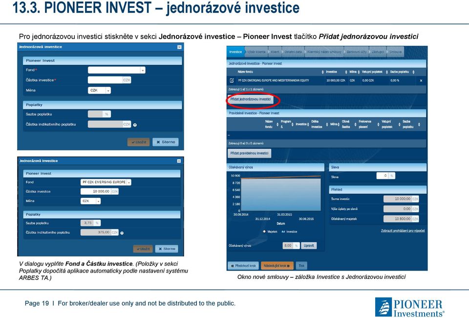 opce na penězích (At the Money) V dialogu vyplňte Fond a Částku investice.