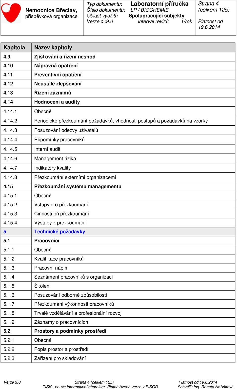 14.8 Přezkoumání externími organizacemi 4.15 Přezkoumání systému managementu 4.15.1 Obecně 4.15.2 Vstupy pro přezkoumání 4.15.3 Činnosti při přezkoumání 4.15.4 Výstupy z přezkoumání 5 Technické požadavky 5.