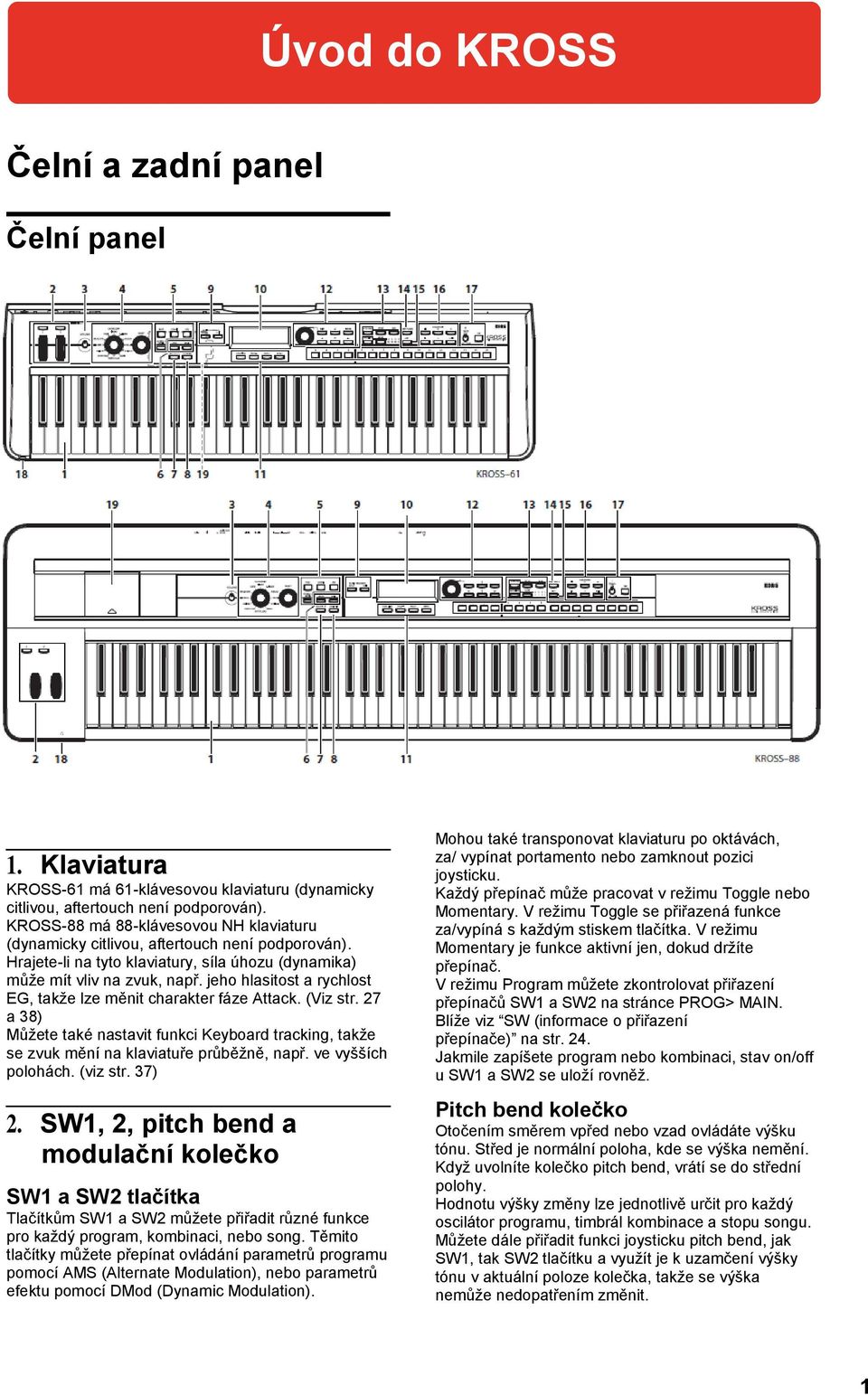 jeho hlasitost a rychlost EG, takže lze měnit charakter fáze Attack. (Viz str. 27 a 38) Můžete také nastavit funkci Keyboard tracking, takže se zvuk mění na klaviatuře průběžně, např.