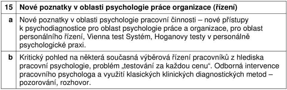 personálně psychologické praxi.