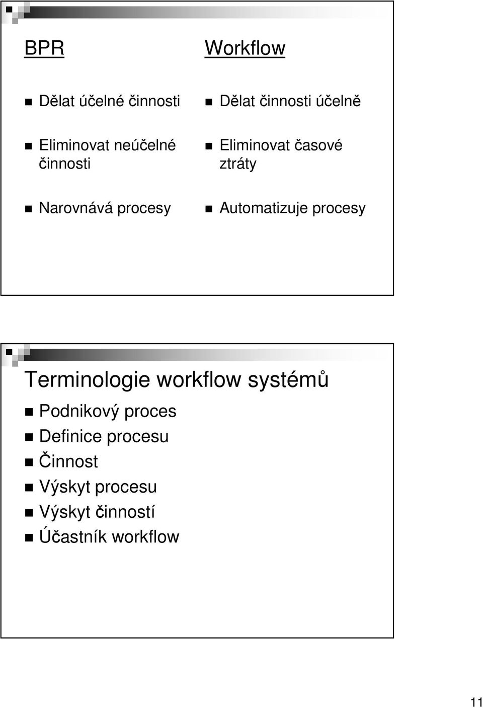 Automatizuje procesy Terminologie workflow systémů Podnikový proces