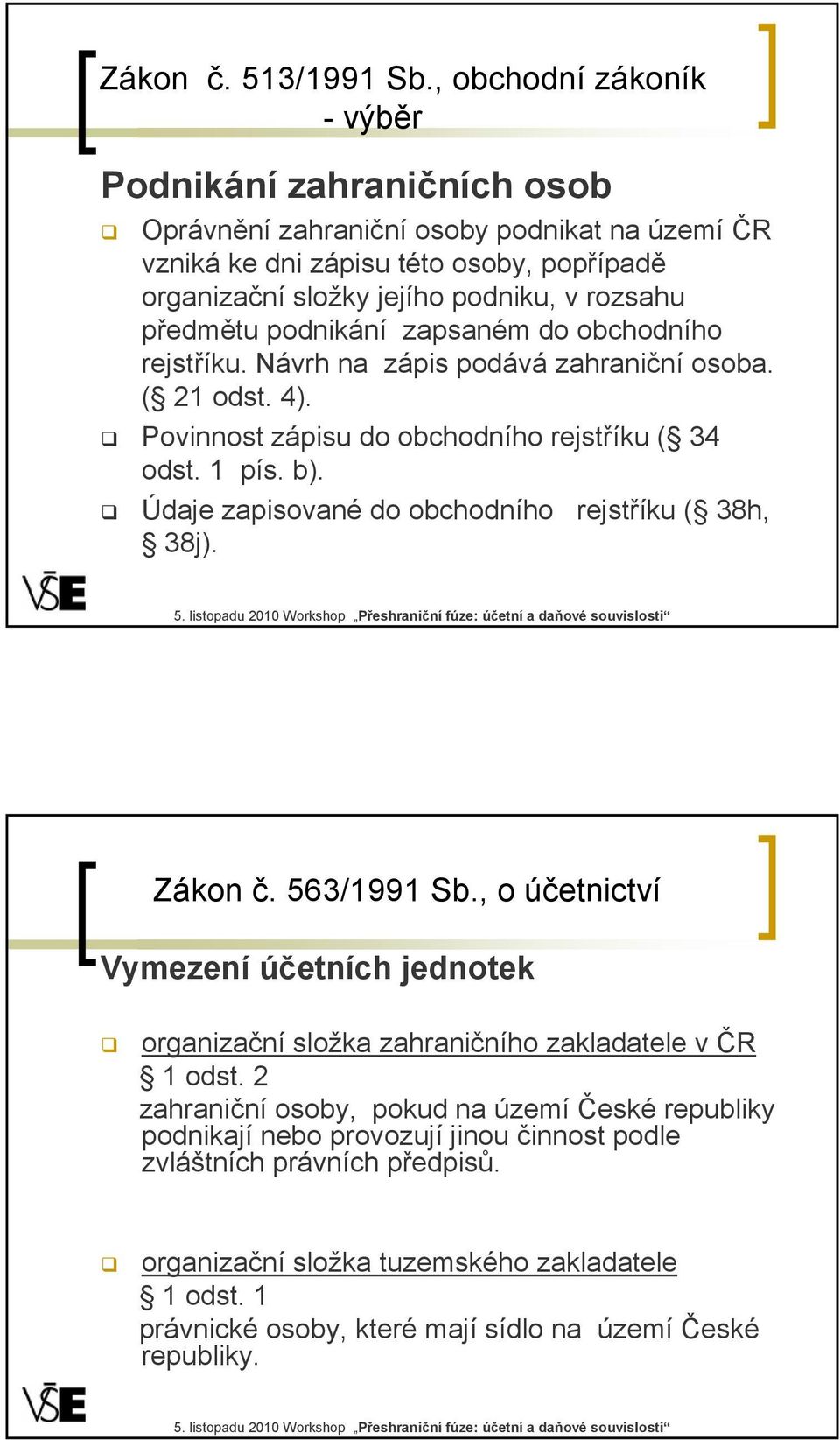 podnikání zapsaném do obchodního rejstříku. Návrh na zápis podává zahraniční osoba. ( 21 odst. 4). Povinnost zápisu do obchodního rejstříku ( 34 odst. 1 pís. b).