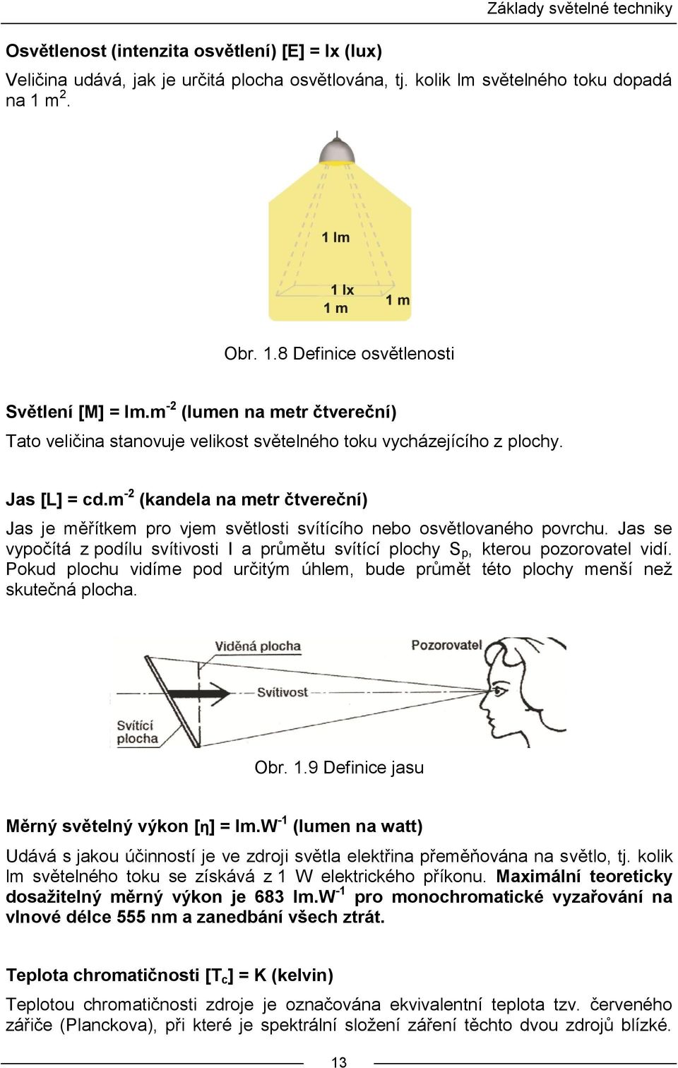 m -2 (kandela na metr čtvereční) Jas je měřítkem pro vjem světlosti svítícího nebo osvětlovaného povrchu. Jas se vypočítá z podílu svítivosti I a průmětu svítící plochy S p, kterou pozorovatel vidí.