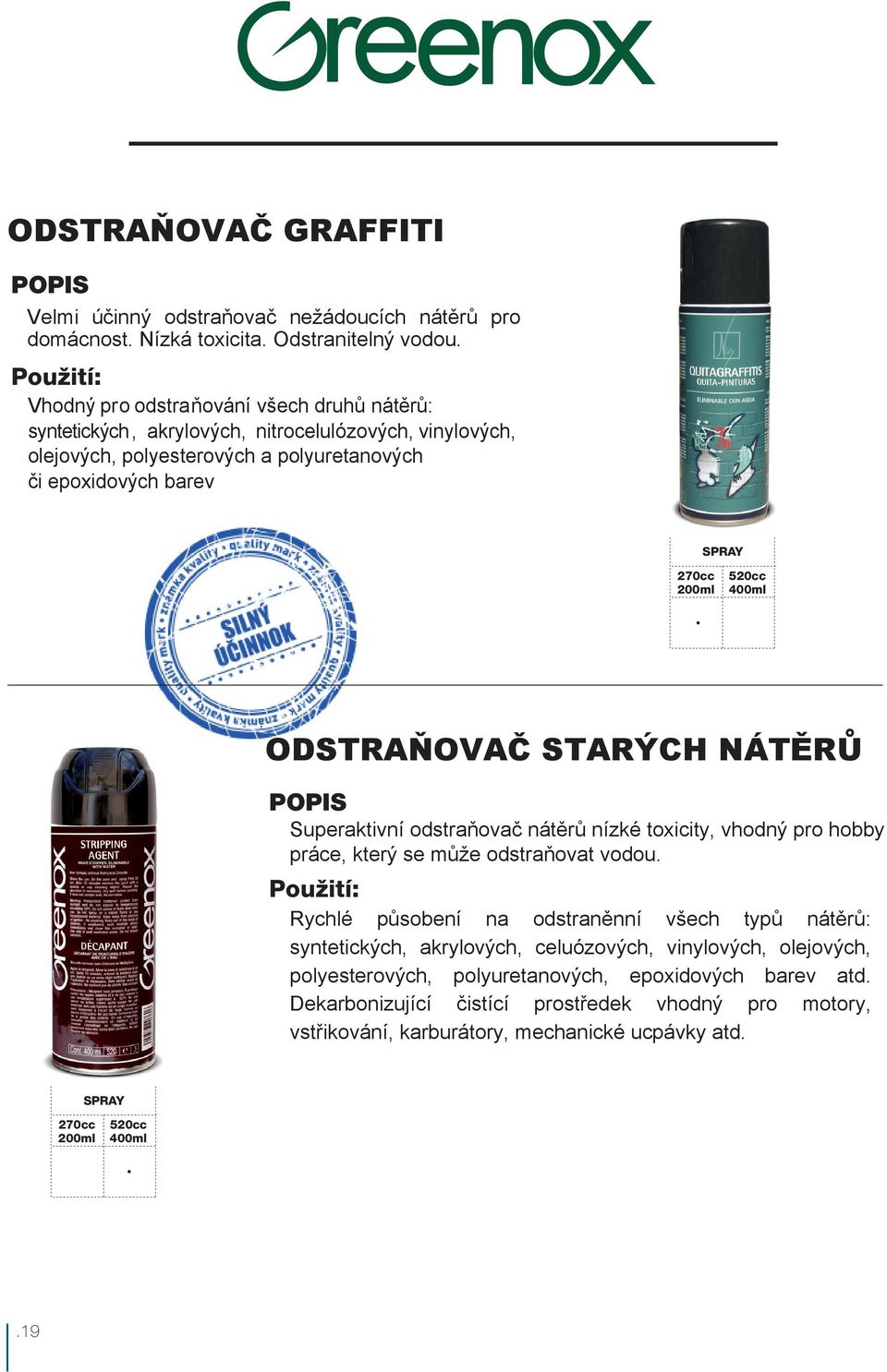 ODSTRAŇOVAČ STARÝCH NÁTĚRŮ Superaktivní odstraňovač nátěrů nízké toxicity, vhodný pro hobby práce, který se může odstraňovat vodou.