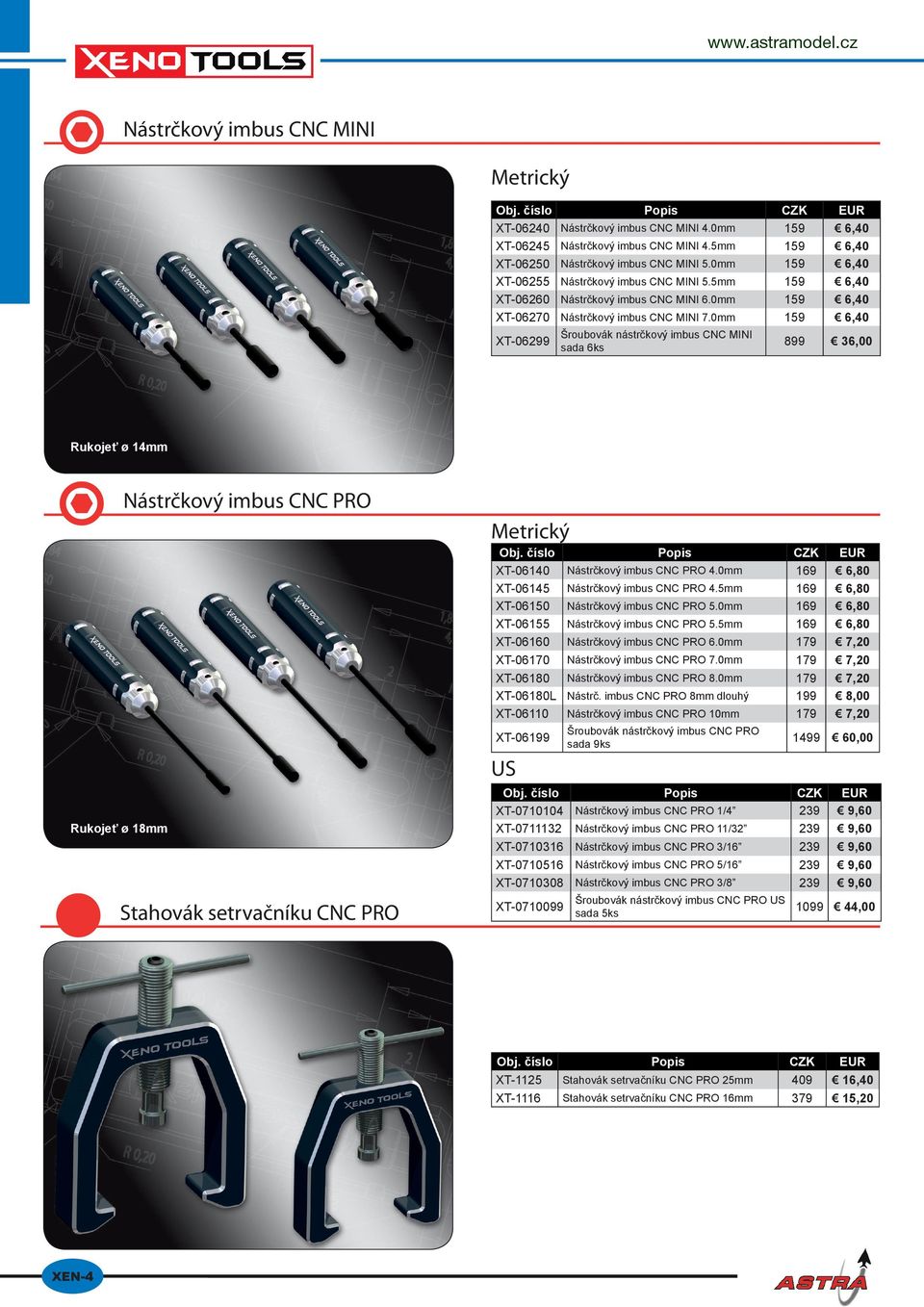 0mm 159 6,40 XT-06299 Šroubovák nástrčkový imbus CNC MINI sada 6ks 899 36,00 Rukojeť ø 14mm Nástrčkový imbus CNC PRO Stahovák setrvačníku CNC PRO Metrický XT-06140 Nástrčkový imbus CNC PRO 4.