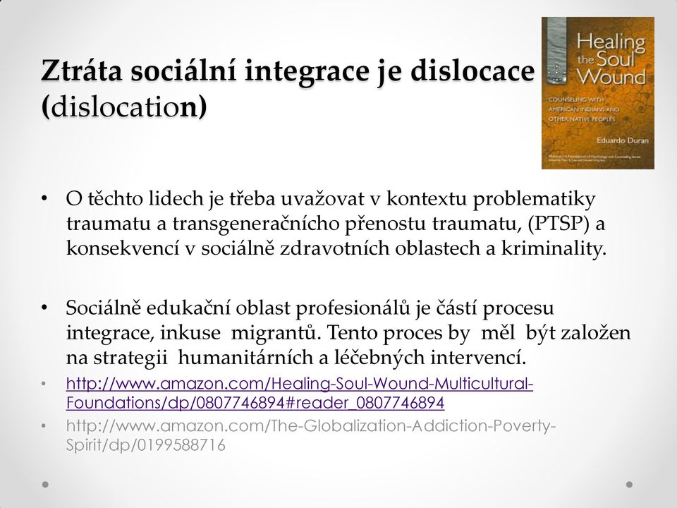 Sociálně edukační oblast profesionálů je částí procesu integrace, inkuse migrantů.