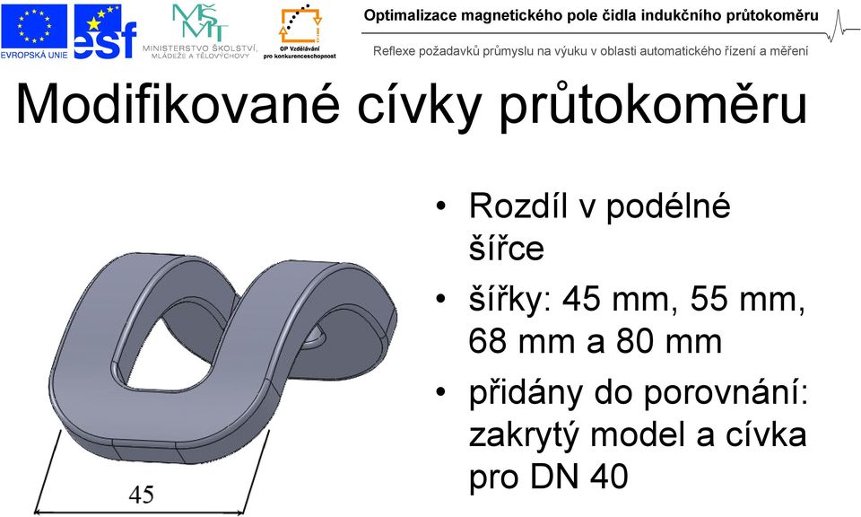 mm, 55 mm, 68 mm a 80 mm přidány do