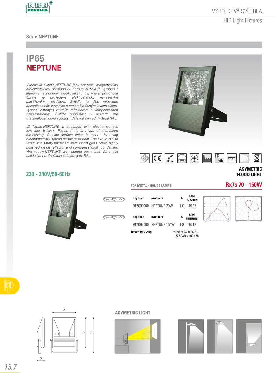 Svítidlo je dále vybaveno bezpečnostním tvrzeným a teplotně odolným krycím sklem, vysoce leštěným vnitřním reflektorem a kompenzačním kondenzátorem.