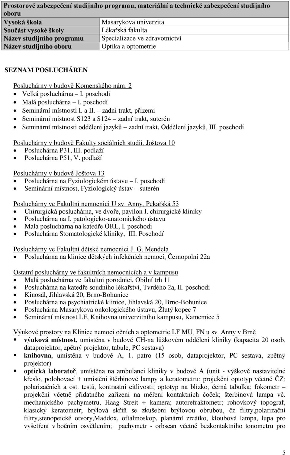 poschodí Seminární místnosti I. a II. zadní trakt, přízemí Seminární místnost S123 a S124 zadní trakt, suterén Seminární místnosti oddělení jazyků zadní trakt, Oddělení jazyků, III.