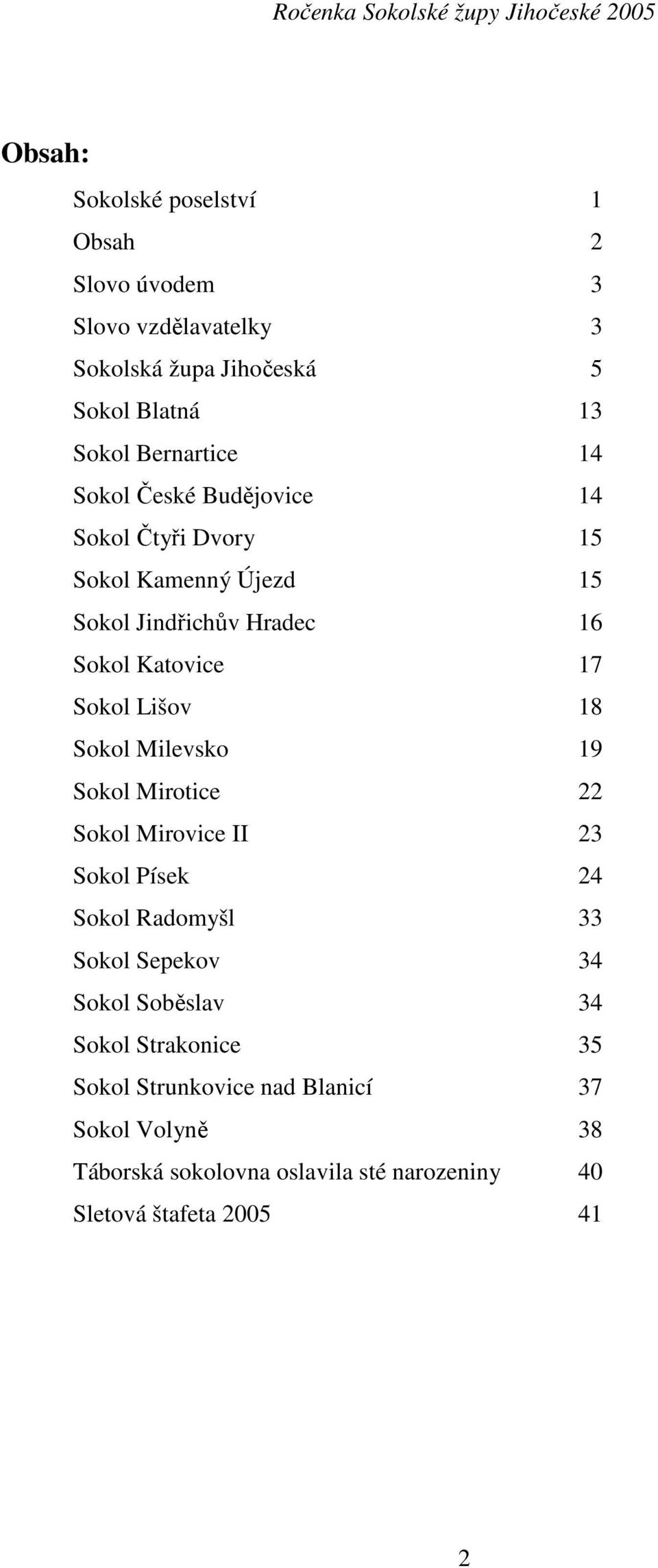 Sokol Milevsko 19 Sokol Mirotice 22 Sokol Mirovice II 23 Sokol Písek 24 Sokol Radomyšl 33 Sokol Sepekov 34 Sokol Soběslav 34 Sokol