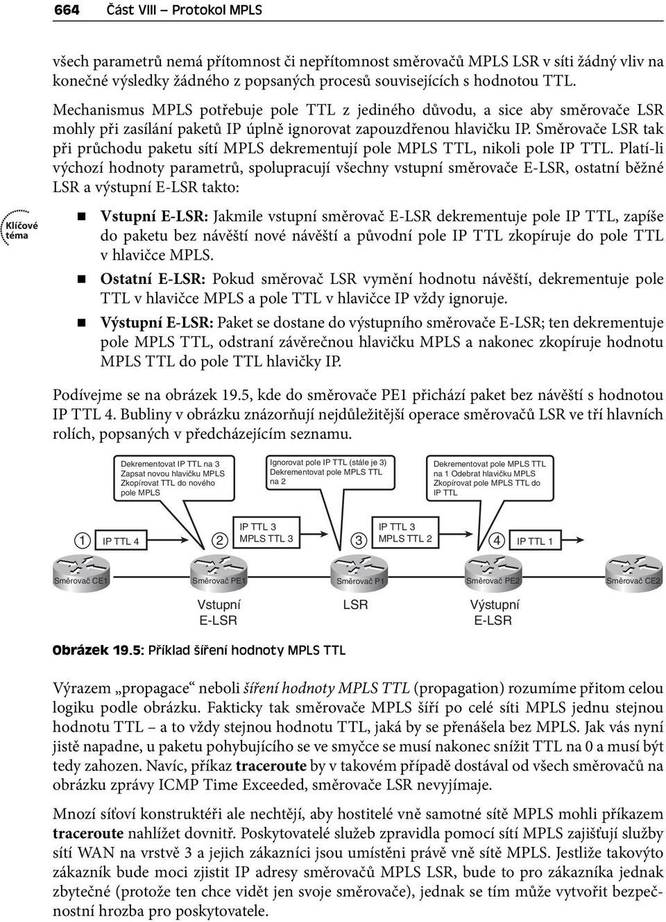 e LSR tak při průchodu paketu sítí MPLS dekrementují pole MPLS TTL, nikoli pole IP TTL.