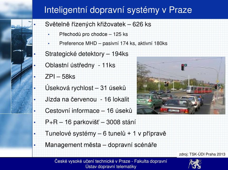 58ks Úseková rychlost 31 úseků Jízda na červenou - 16 lokalit Cestovní informace 16 úseků P+R 16