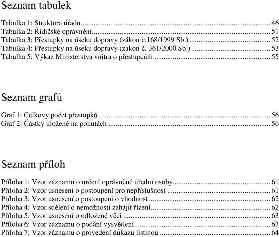 .. 56 Graf 2: Částky uložené na pokutách... 56 Seznam příloh Příloha 1: Vzor záznamu o určení oprávněné úřední osoby... 61 Příloha 2: Vzor usnesení o postoupení pro nepříslušnost.