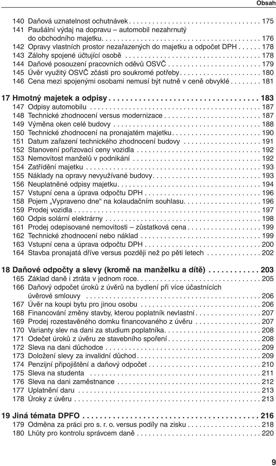 .................................. 178 144 Daňové posouzení pracovních oděvů OSVČ........................ 179 145 Úvěr využitý OSVČ zčásti pro soukromé potřeby.