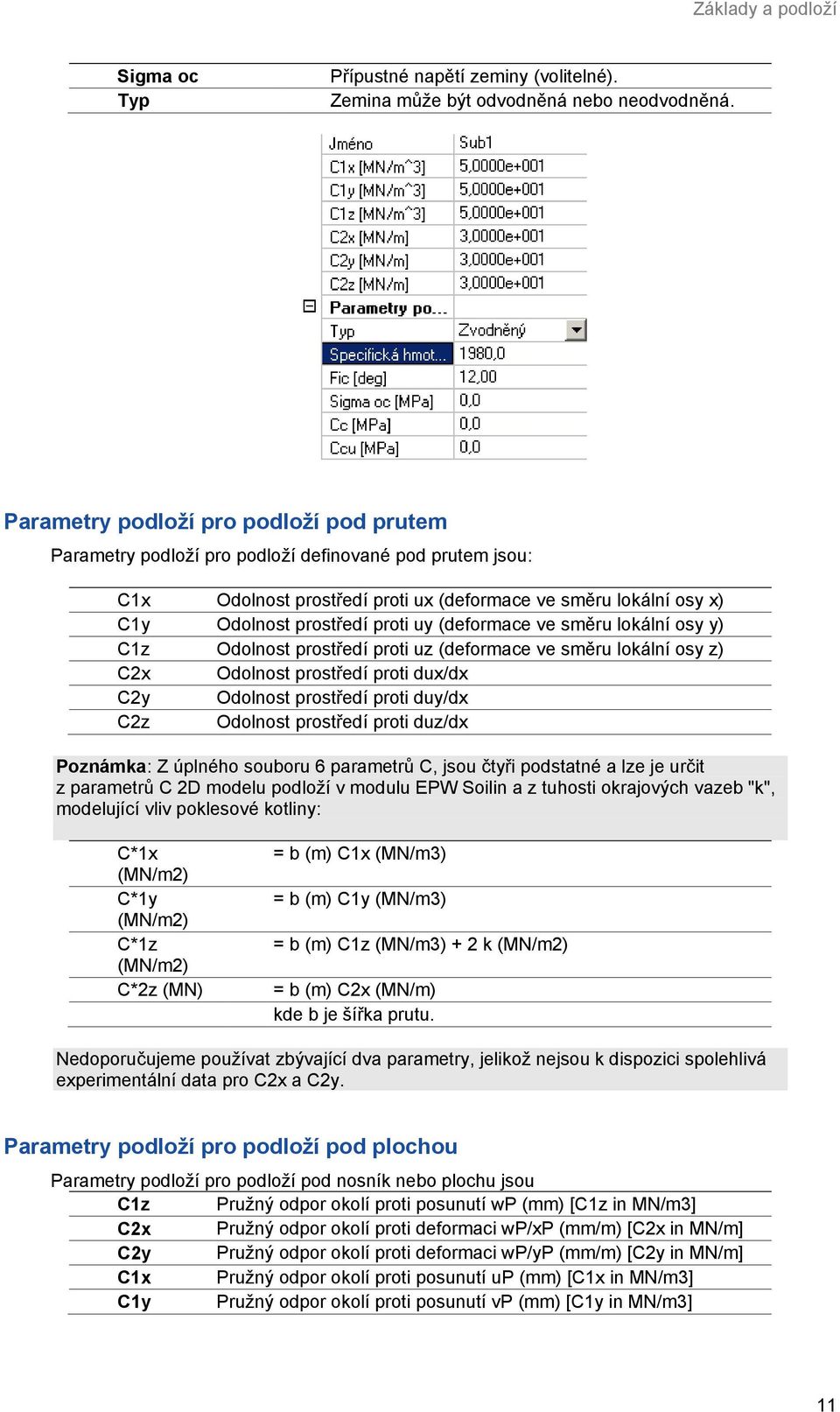 (deformace ve směru lokální osy y) C1z Odolnost prostředí proti uz (deformace ve směru lokální osy z) C2x Odolnost prostředí proti dux/dx C2y Odolnost prostředí proti duy/dx C2z Odolnost prostředí