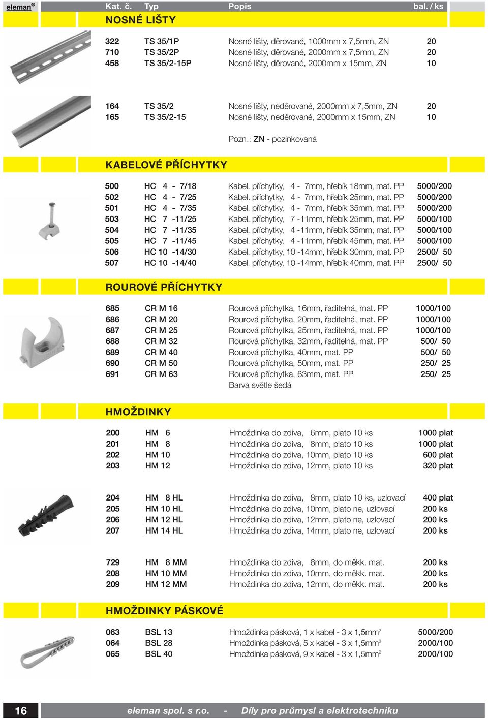 příchytky, 4-7mm, hřebík 18mm, mat. PP 5000/200 502 HC 4-7/25 Kabel. příchytky, 4-7mm, hřebík 25mm, mat. PP 5000/200 501 HC 4-7/35 Kabel. příchytky, 4-7mm, hřebík 35mm, mat.