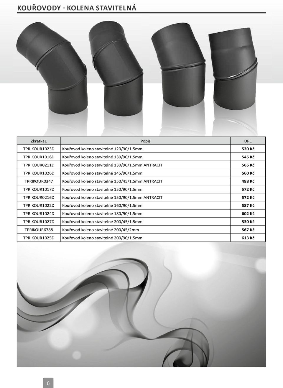 stavitelné 150/90/1,5mm 572 Kč TPRIKOUR0216D Kouřovod koleno stavitelné 150/90/1,5mm ANTRACIT 572 Kč TPRIKOUR1022D Kouřovod koleno stavitelné 160/90/1,5mm 587 Kč TPRIKOUR1024D Kouřovod koleno