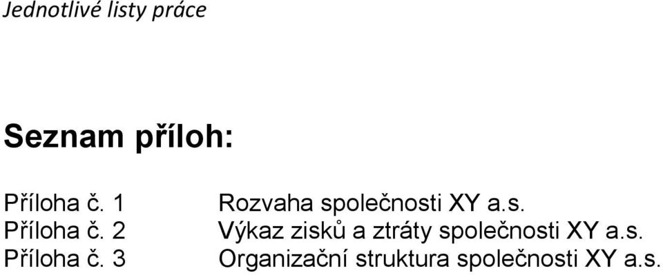 s. Výkaz zisků a ztráty společnosti XY a.