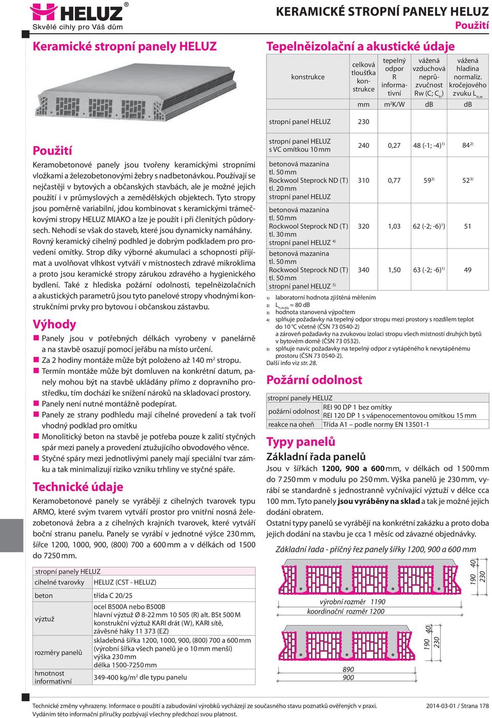 kročejového zvuku L n,w mm m 2 K/W db db stropní Použití Keramobetonové panely jsou tvořeny keramickými stropními vložkami a železobetonovými žebry s nadbetonávkou.