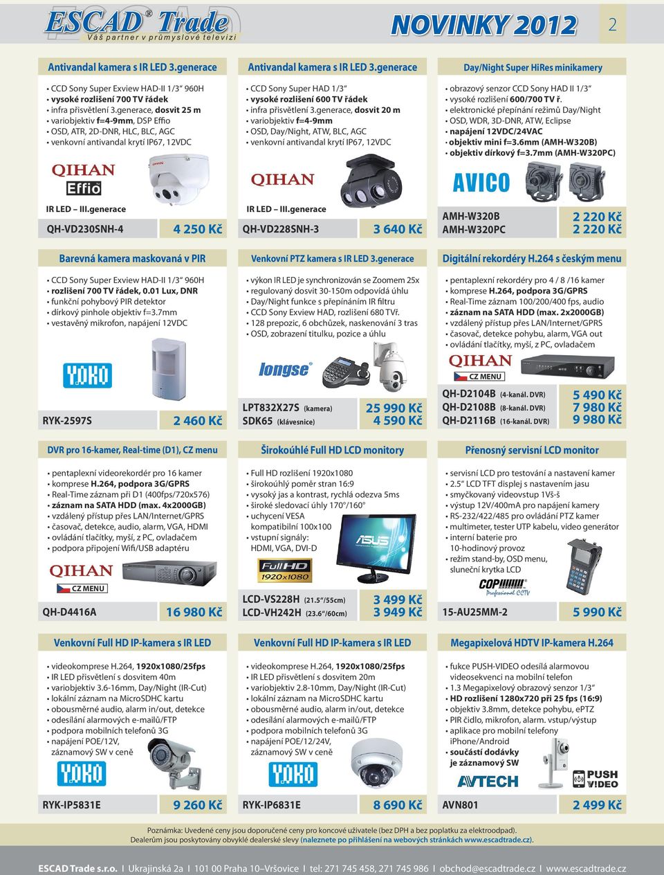 generace, dosvit 20 m variobjektiv f=4-9mm OSD, Day/Night, ATW, BLC, AGC venkovní antivandal krytí IP67, 12VDC Day/Night Super HiRes minikamery obrazový senzor CCD Sony HAD II 1/3 vysoké rozlišení